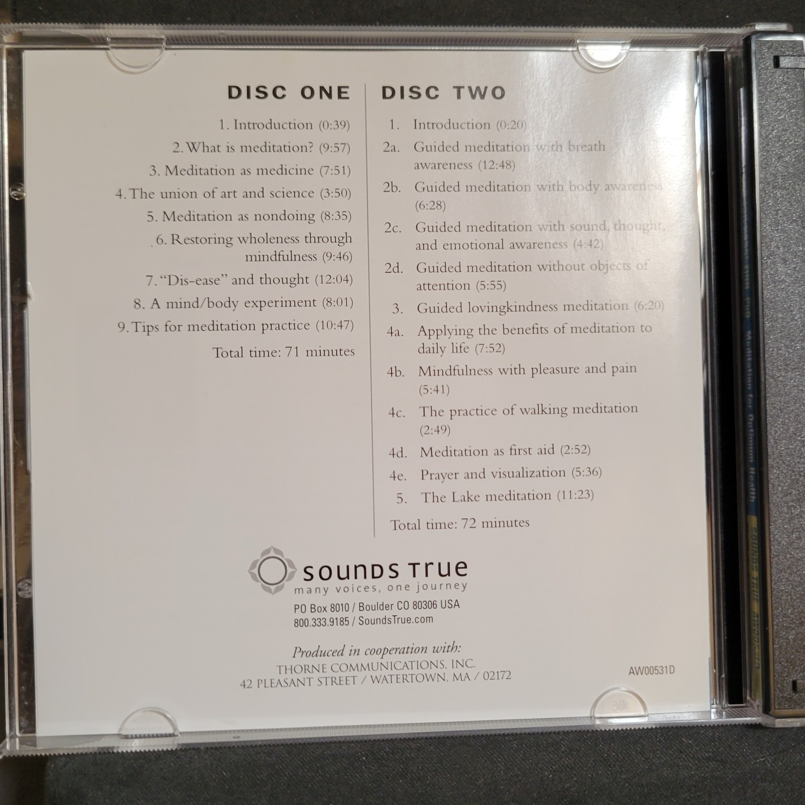 Meditation for Optimum Health Self-Healing Series Weil Kabat-Zinn Audiobook CDs