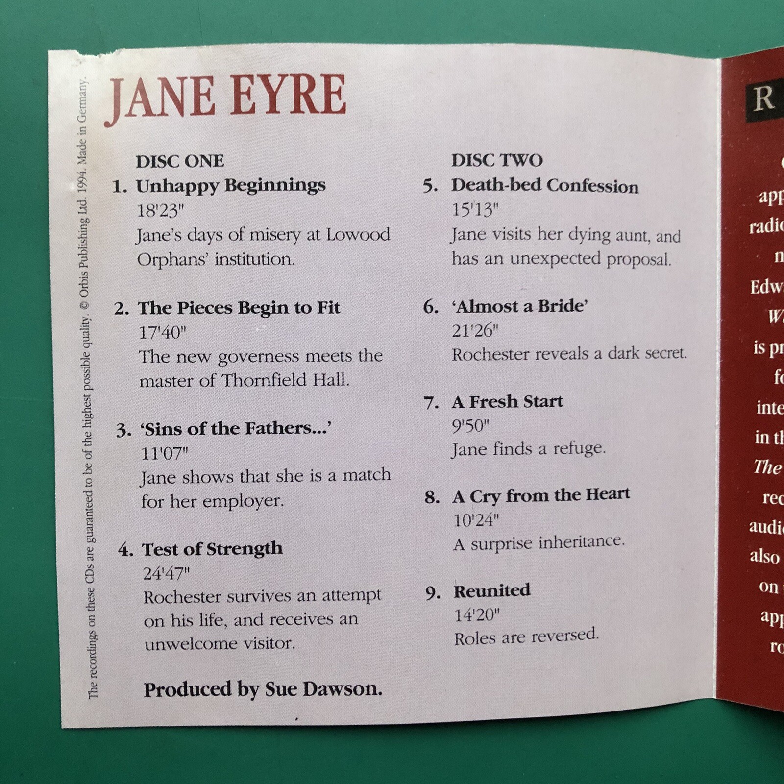 Charlotte Brontë JANE EYRE Classic English Literature Audiobook 2xCD Carole Boyd