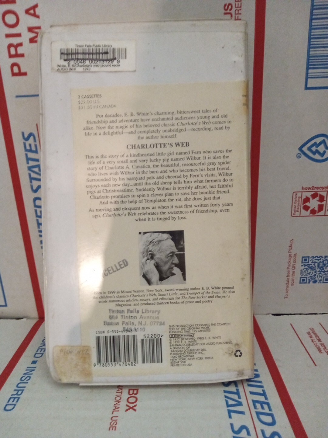 Charlotte’s Web Bantam Audio Cassette EB White 3 Tape Set Audiobook ~ Shelf190