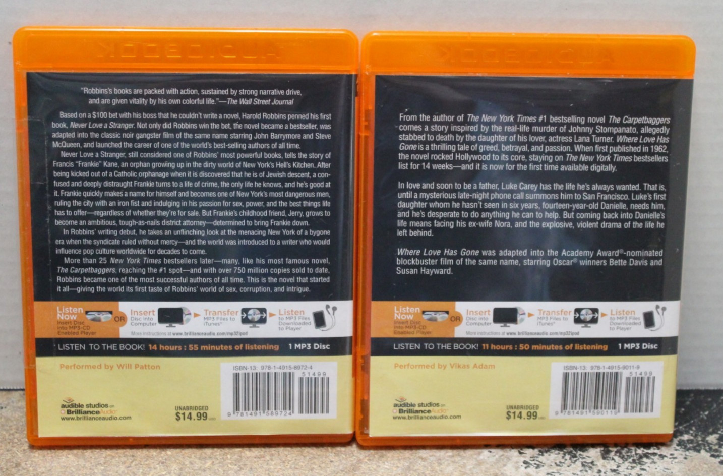 Harold Robbins MP3-CDs—Where Love Has Gone & Never Love a Stranger