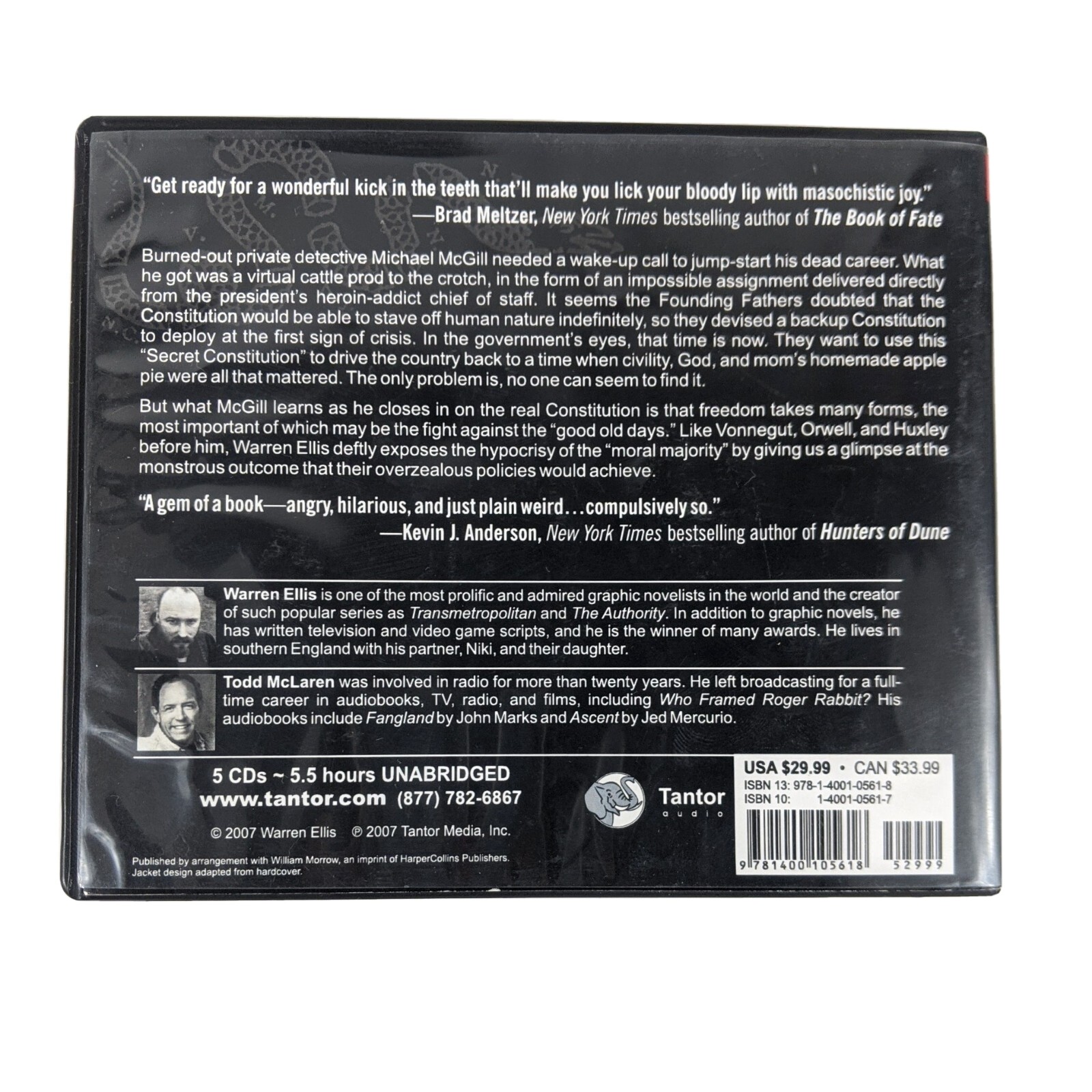 Crooked Little Vein Unabridged Audiobook by Warren Ellis Compact Disc CD