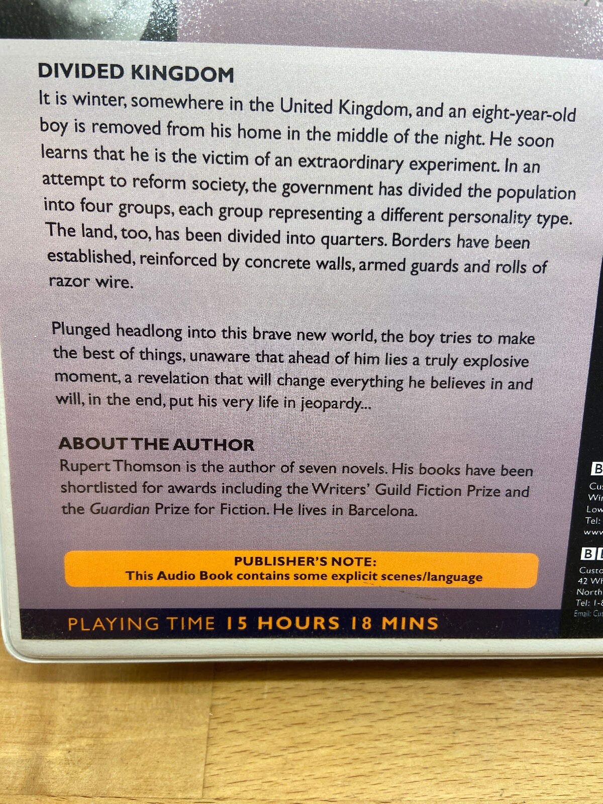 Chivers Audio Books Rupert Thomson Divided Kingdom 14 CD’s 15 Hours