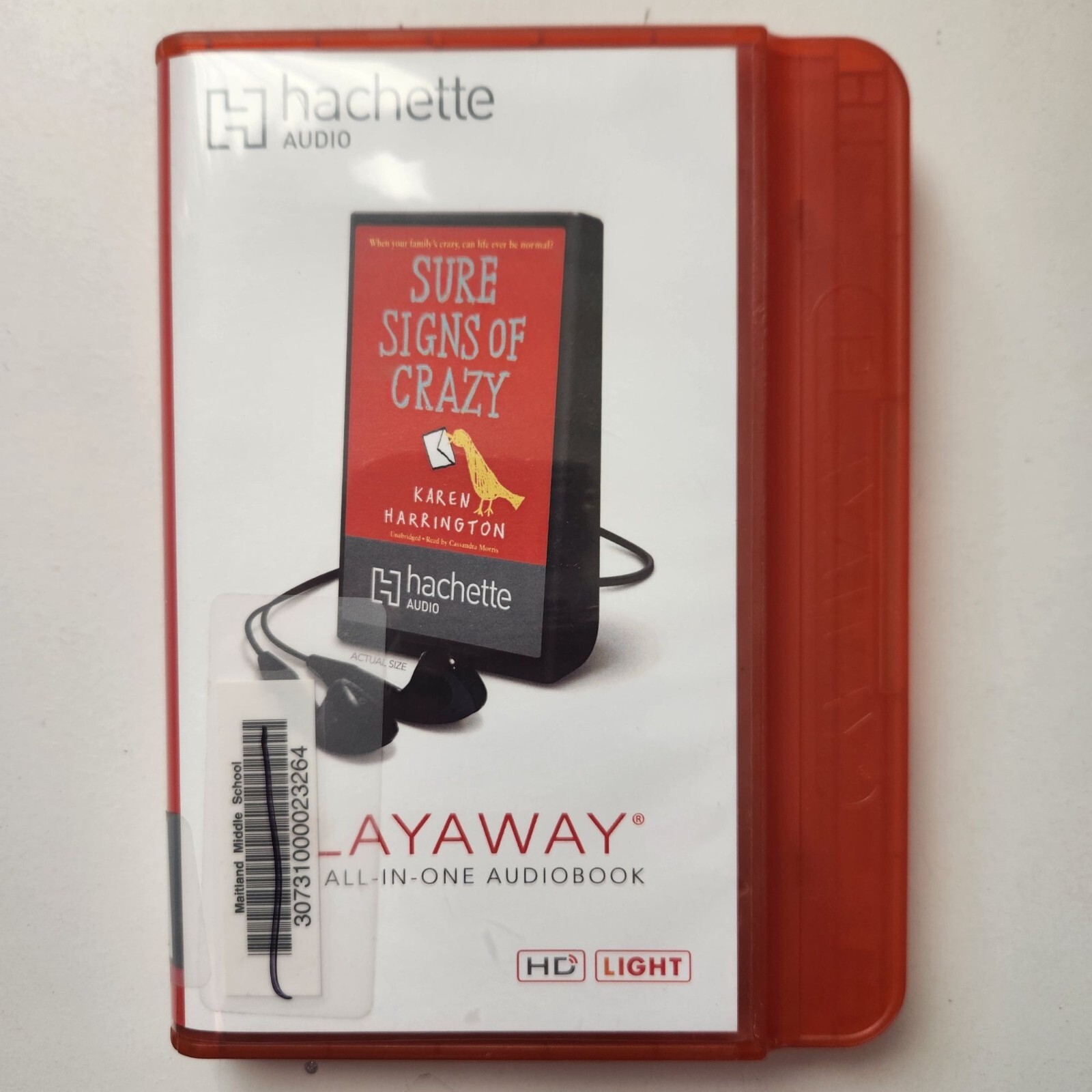 Sure Signs of Crazy by Karen Harrington Playaway Audiobook, Former Library Copy