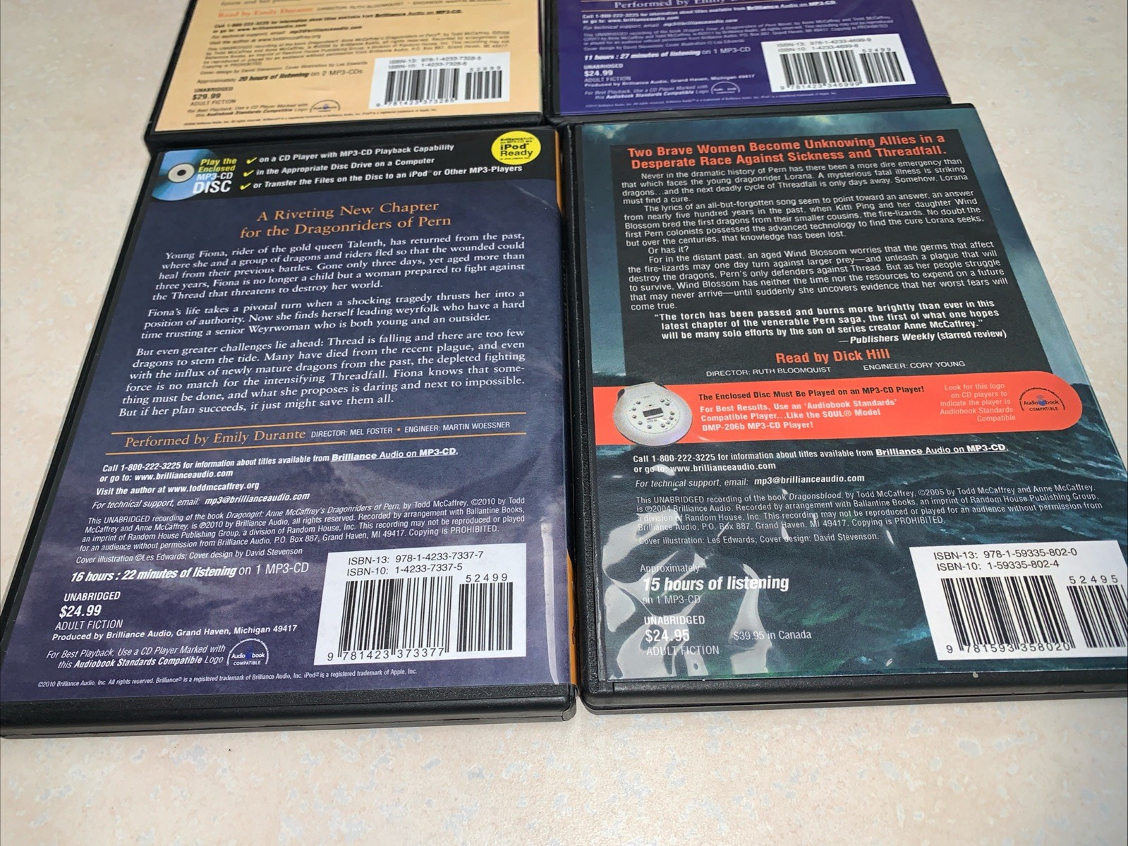 Anne McCaffrey Unabridged MP3-CD Lot Of 4: Dragonheart, Dragongirl, Dragonblood