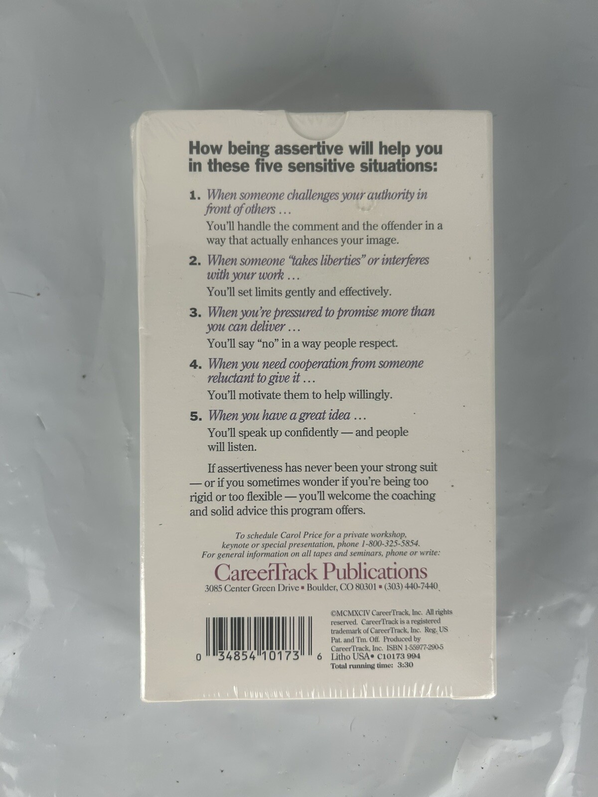 Assertive Communication Skills For Professionals (4-Tape/Cassette Audio) HTF NEW