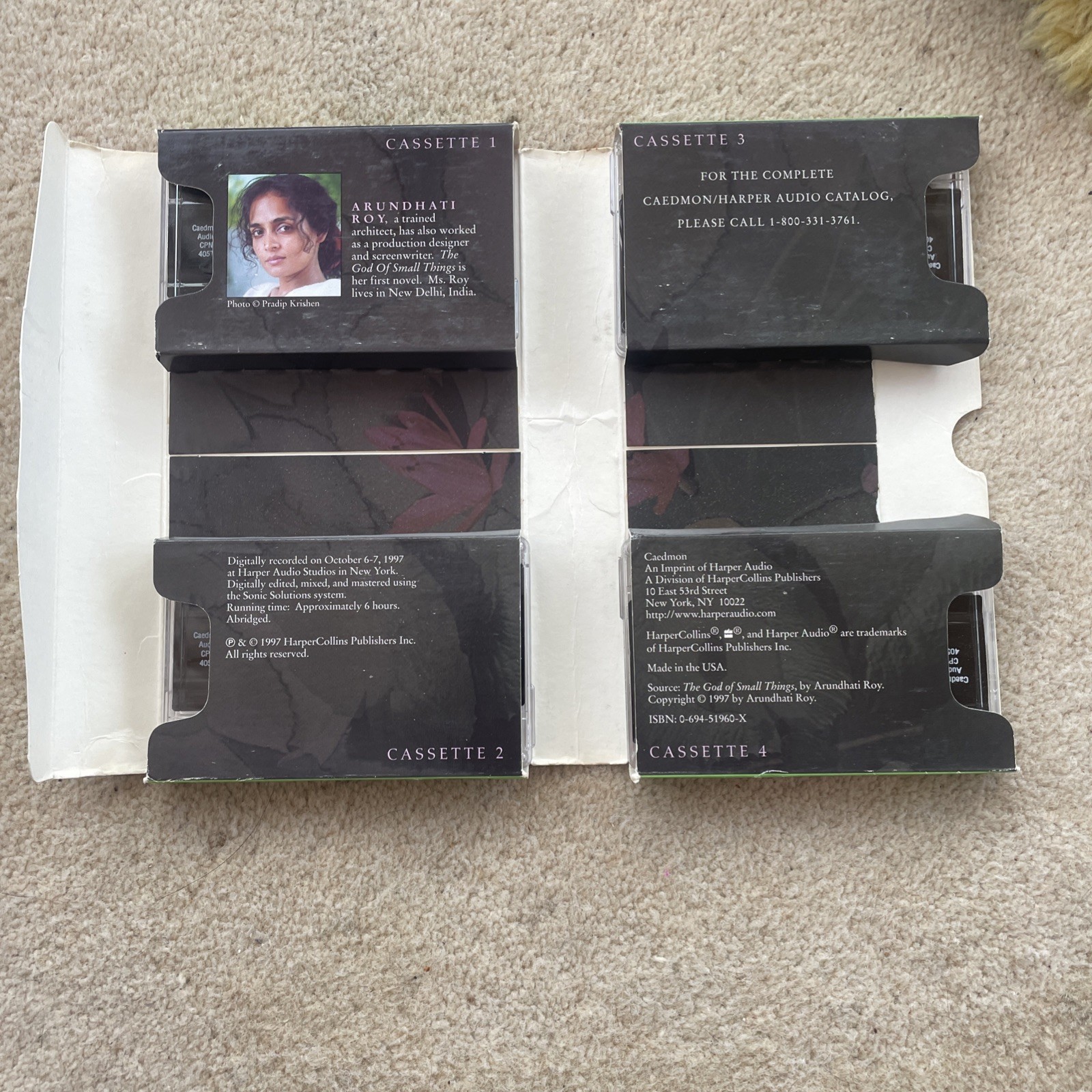 Audiobook The God of Small Things Arundhati Roy 4 Cassettes Harper Collins 1997