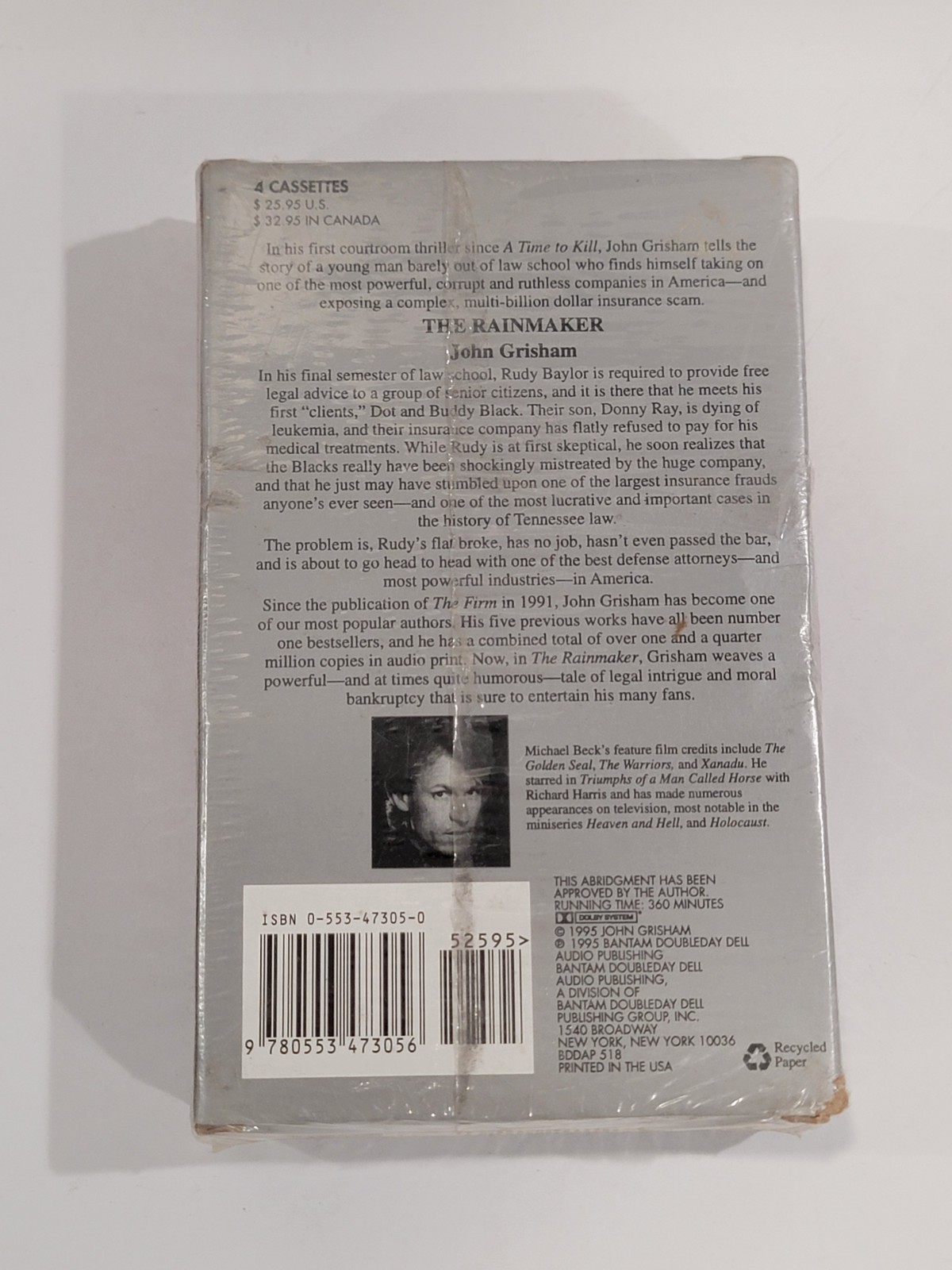 The Rainmaker by John Grisham Audio Book on Cassette Abridged, 1995 — New Sealed