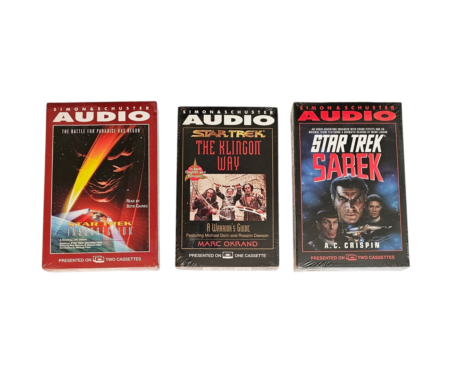 Star Trek Audio Cassettes Book Insurrection, Sarek and The Klingon Way Lot of 3