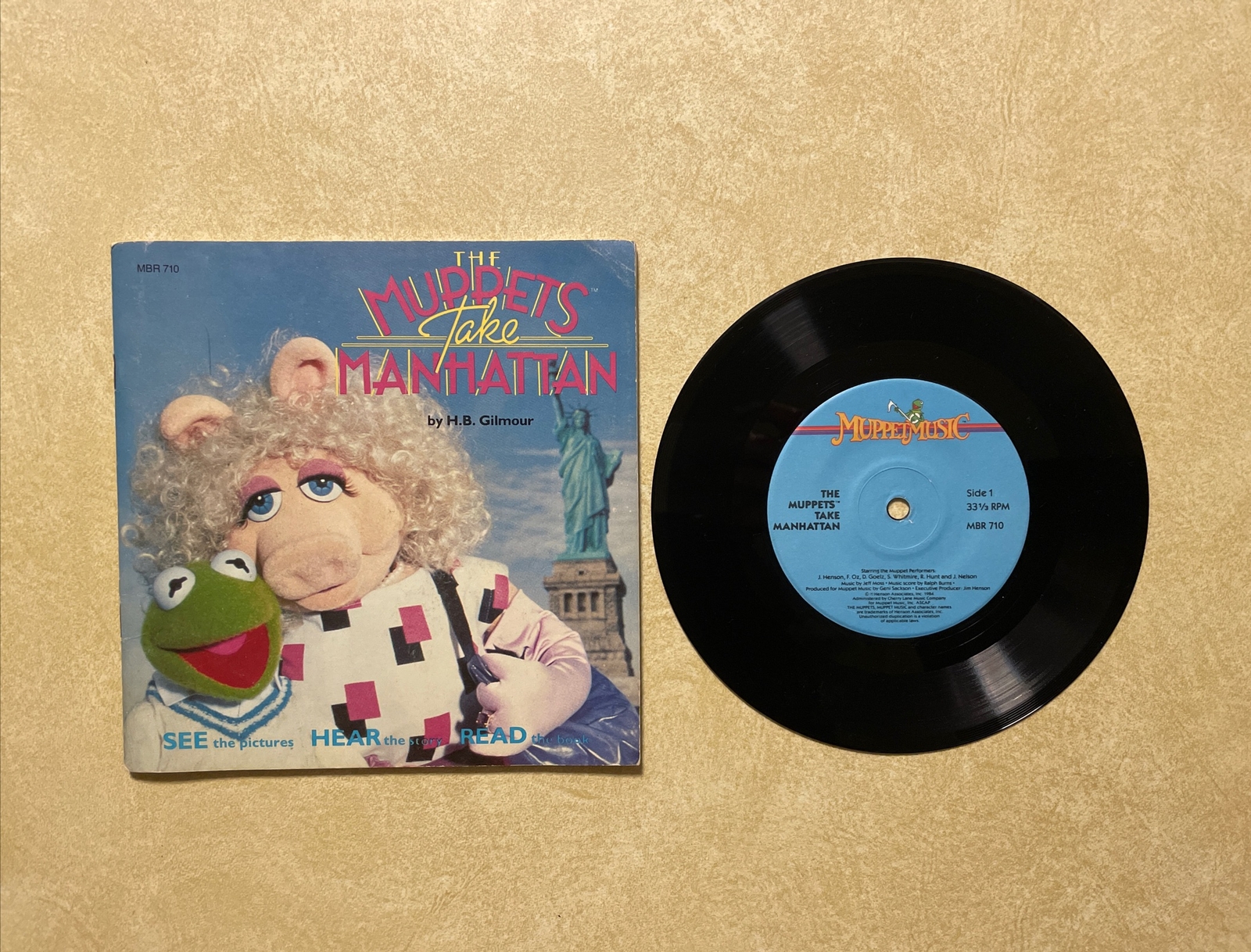 1984 The Muppets Take Manhattan Hear Read See Book & Vinyl Record 33 1/3 RPM