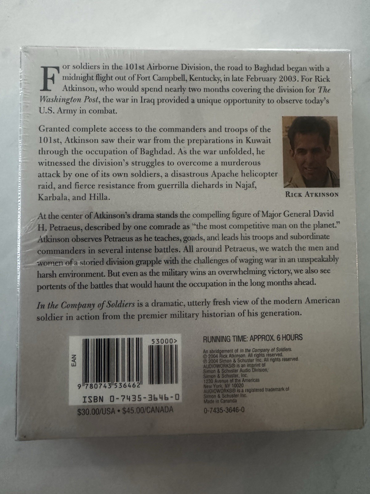 Rick Atkinson In The Company Of Soliders Audio CD’s SEALED