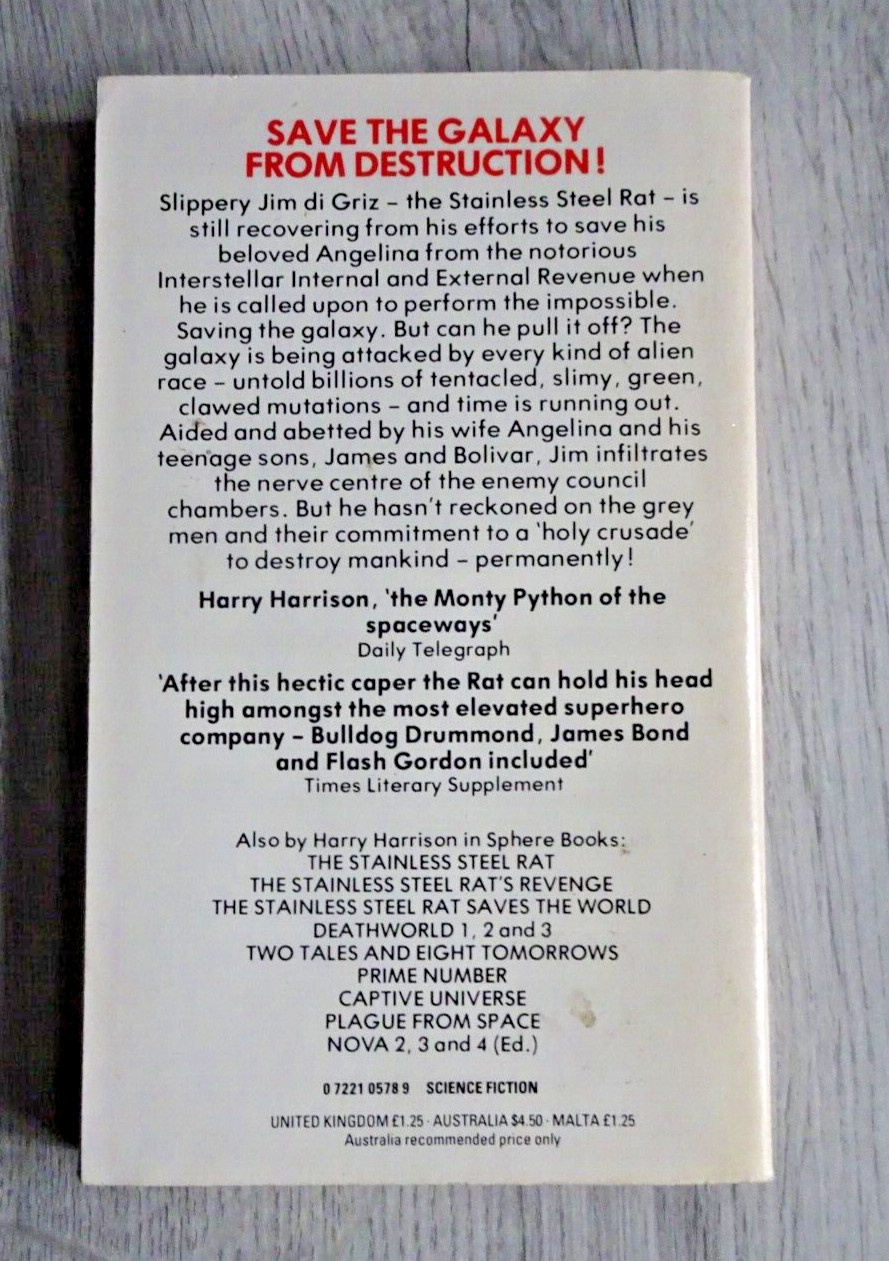 Harry Harrison Book X 4 Invasion Earth The Stainless Steel Rat Wants You Revenge