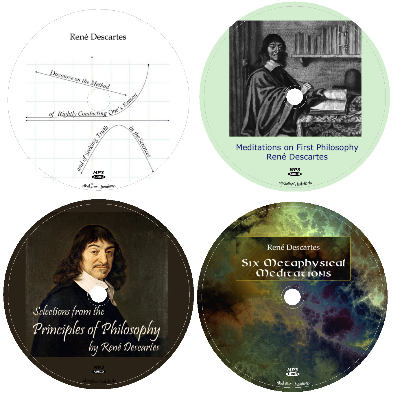 René Descartes 4 Philosophy Audiobooks in 4 MP3 Audio CDs