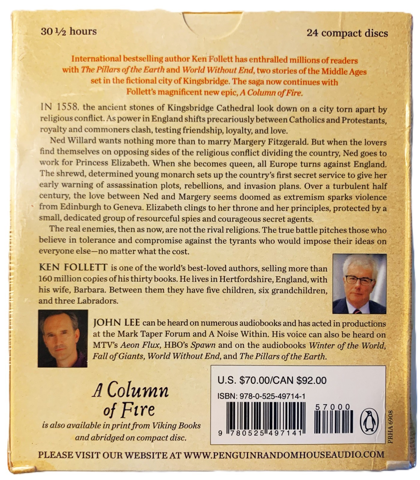 A Column of Fire by Ken Follet — Atudio Book — 24 CD Set NOS Sealed