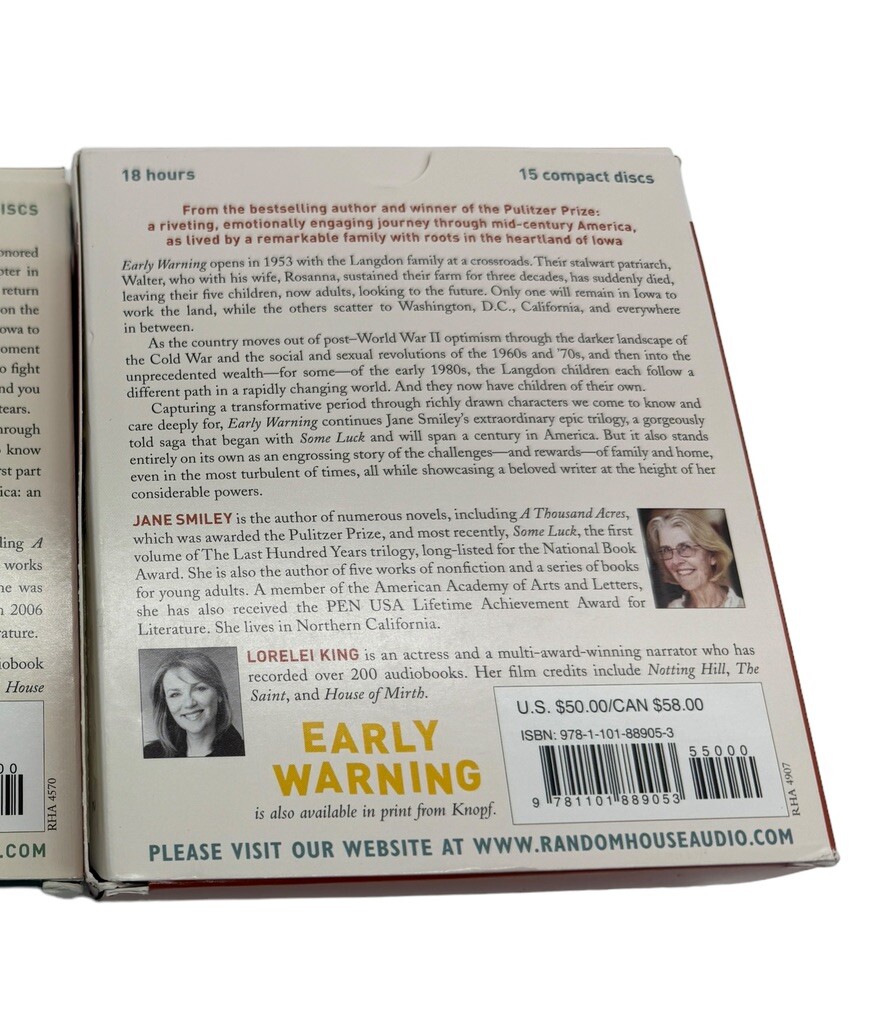 Jane Smiley Early Warning The Last Hundred Years Unabridged Audio Book On CD