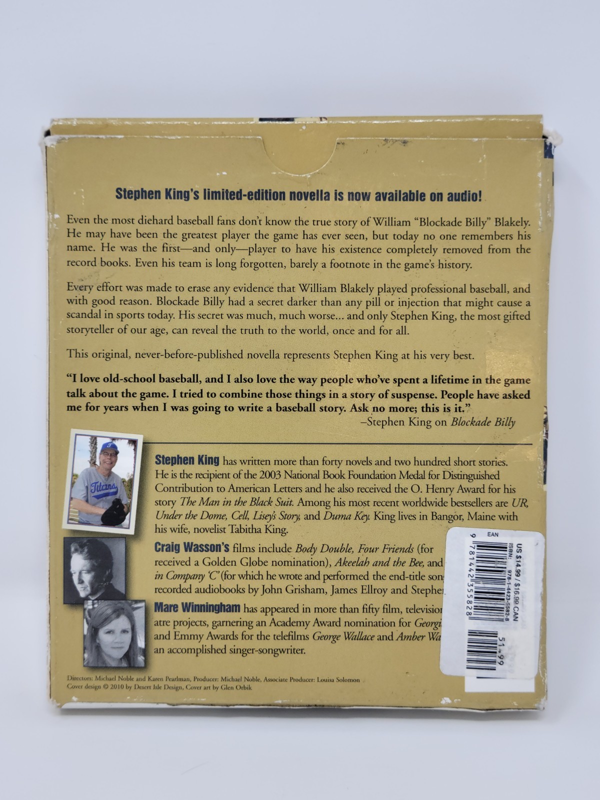 Stephen King Blockade Billy Audiobook CD Unabridged 3 Disc Set