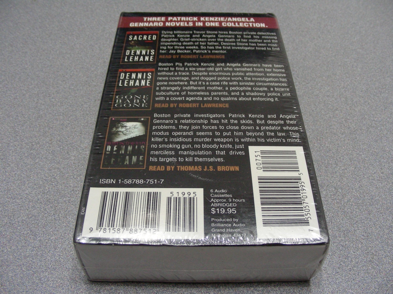 DENNIS LEHANE — THREE BOOKS IN ONE! — 6 Cassette Tapes Audio Book!