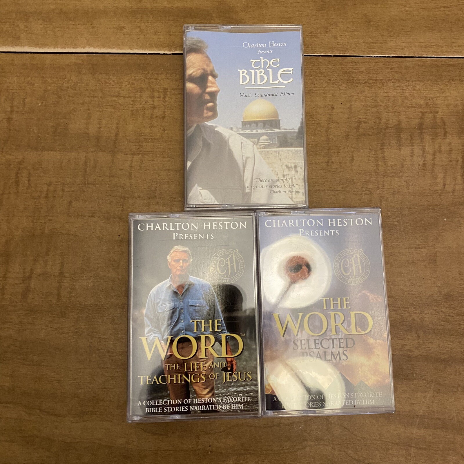 Charlton Heston 3 Cassette Lot Word Psalms, Life Jesus & Bible Soundtrack