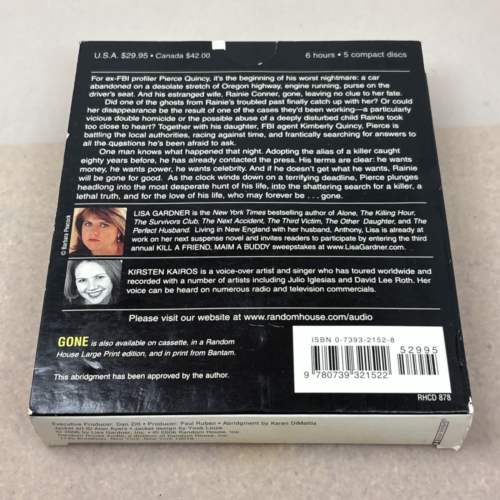 Gone By Lisa Gardner Audiobook CD Unabridged Read By Kirsten Kairos 5 Discs