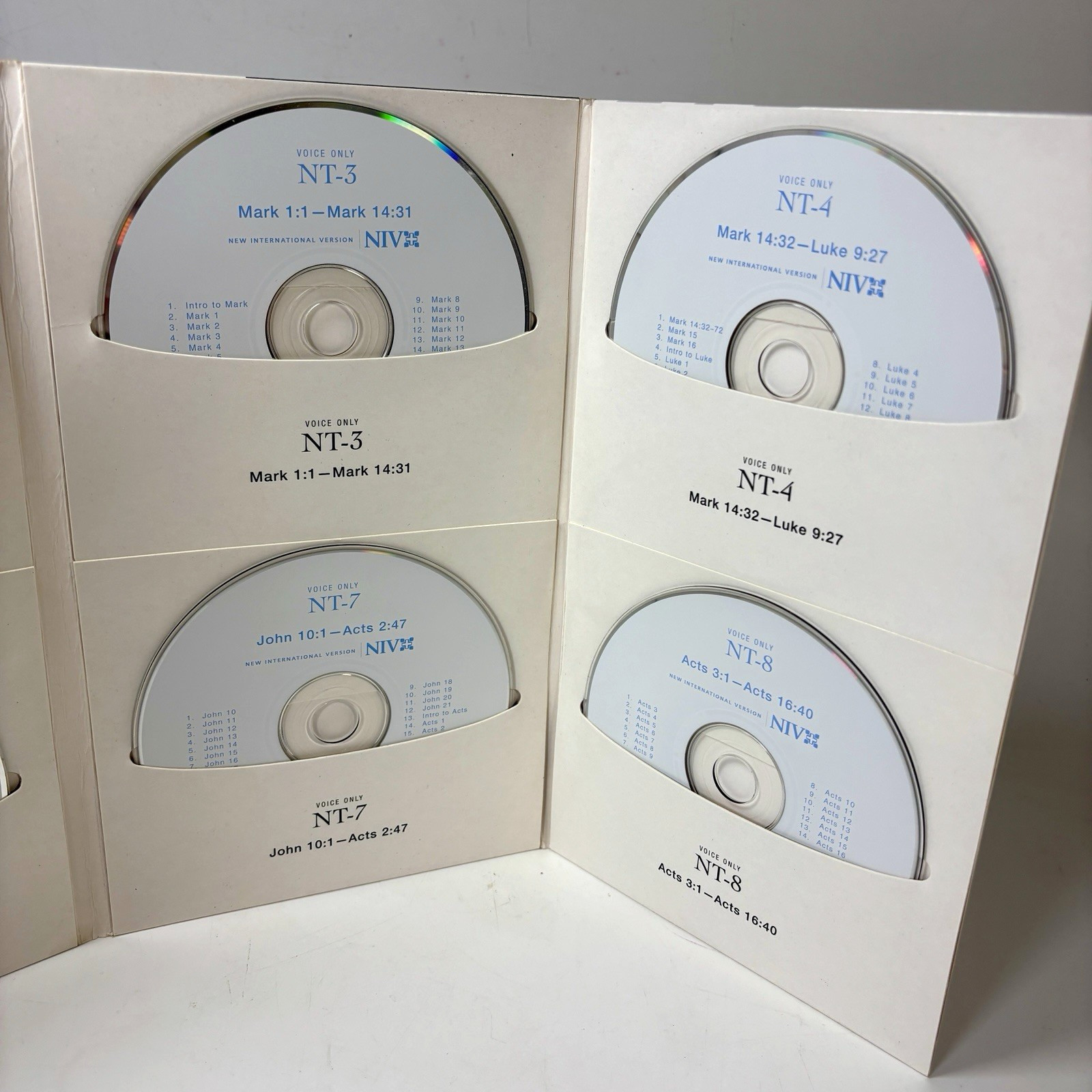 2001 Zondervan NIV Audio Bible 8-CD Set New Testament Books 1-5 Gospel w/ Case