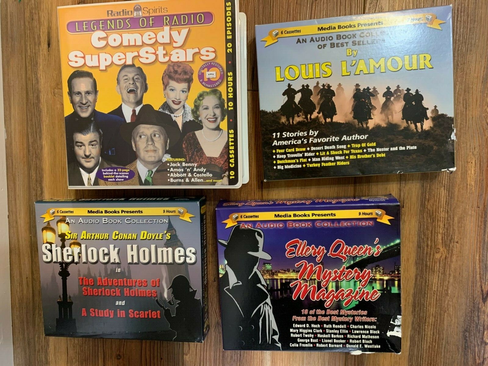 SHERLOCK HOLMES CASSETTES AUDIO BOOK + mystery magazine + louis Lamour + comedy