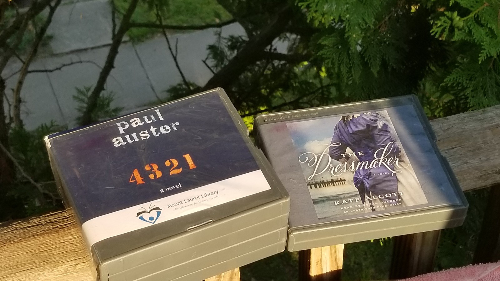 2 SETS OF AUDIOBOOKS CD’S PAUL AUSTER 4321 AND THE DRESSMAKER KATE N