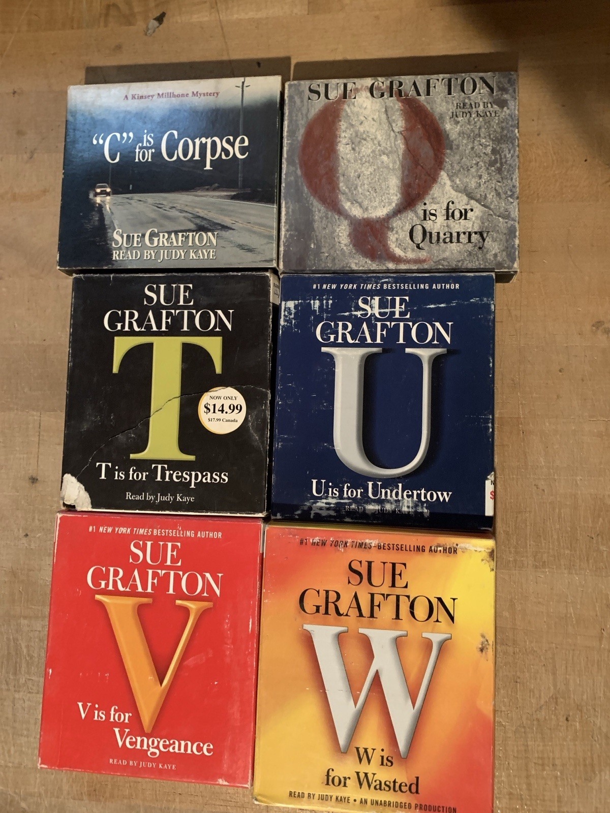 Sue Grafton CD 6 Audio Book Lot C Q T U V W used good