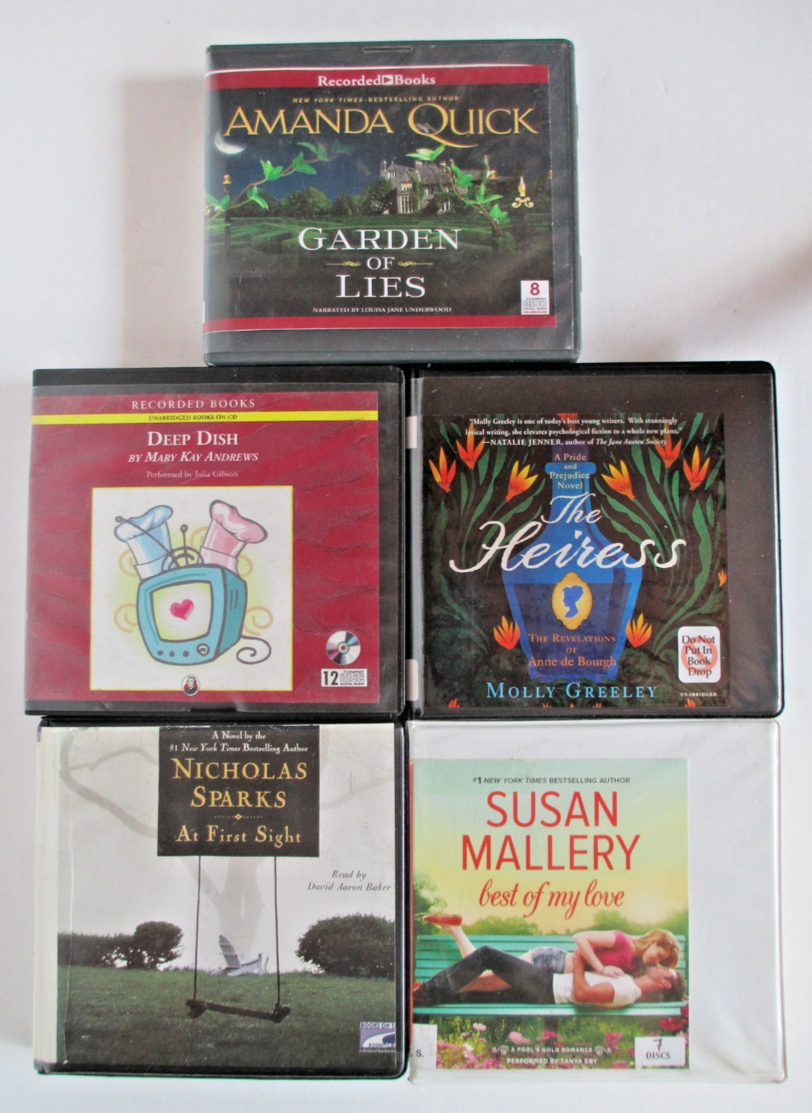 CD Audiobook Lot, 5 Romance Amanda Quick, Susan Mallery, Mary Kay Andrews Sparks