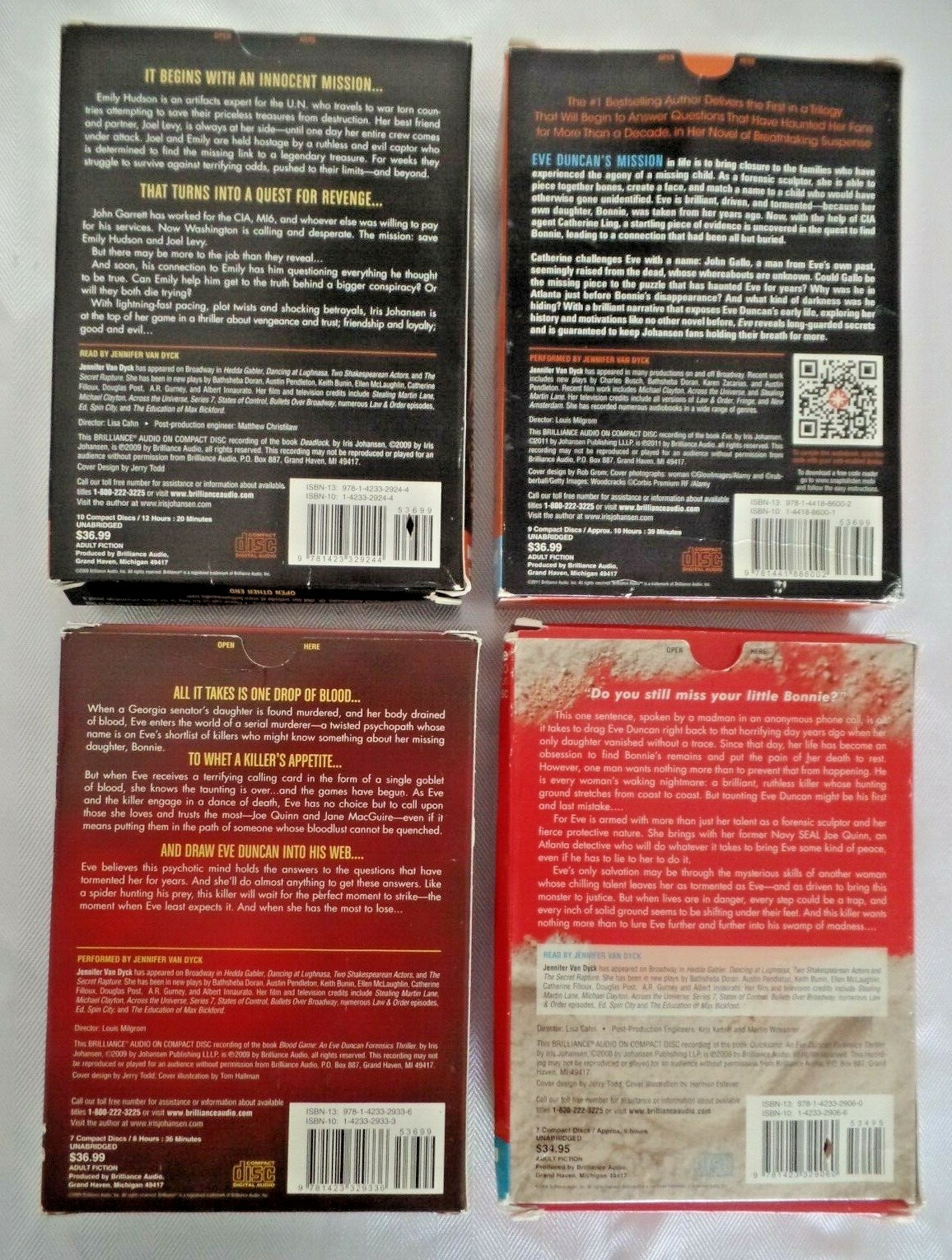 Preowned 4 Audiobooks CDs Iris Johansen Deadlock Eve Quicksand Blood Game Unabrd