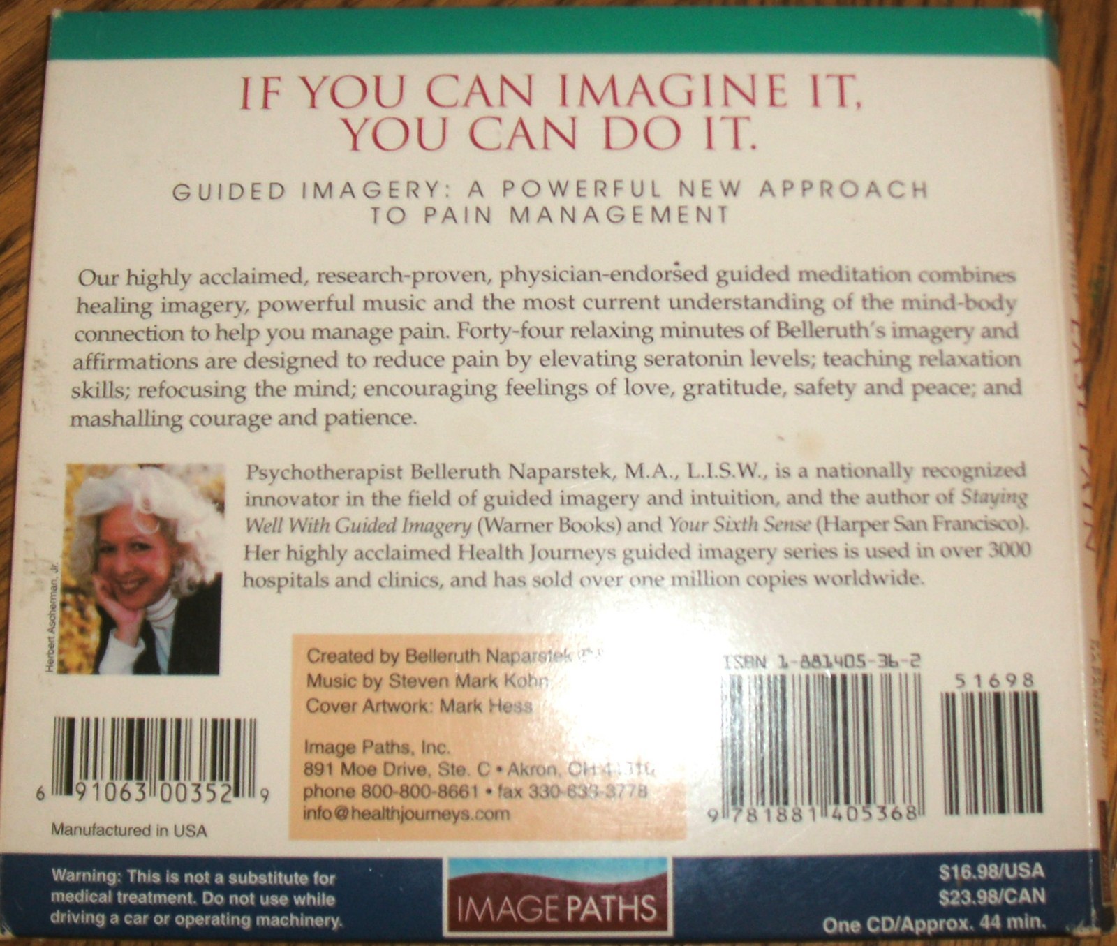 A Meditation to Help Ease Pain Audio CD Belleruth Naparsteck — Health Journeys