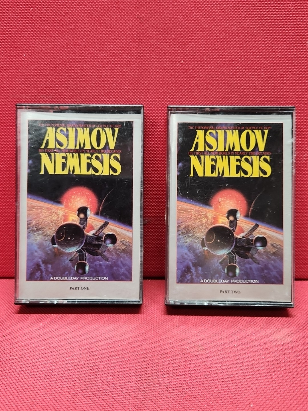1990 Sci Fi Audio Book 2 Cassettes Nemesis :Isaac Asimov Peter MacNicol Narrates