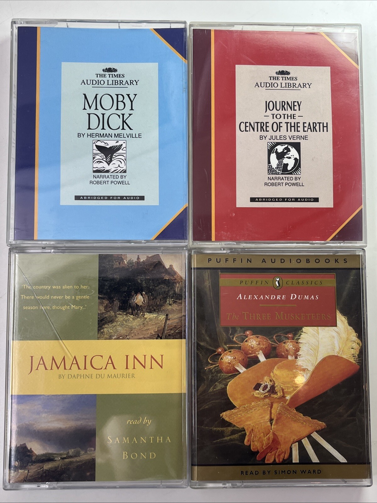 4 x Audiobook Cassette Tape Bundle — Mint Dick / Jamaica Inn / Three Musketeers