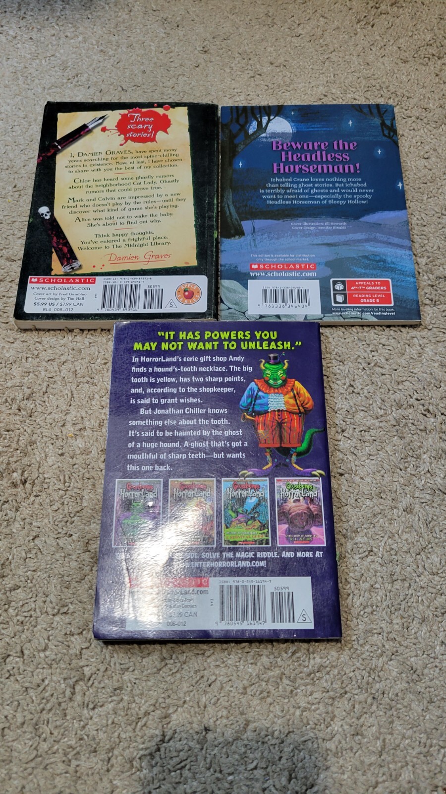 Young Adult Scary Stories Book Lot of 3 Paperback Books — Goosebumps & More