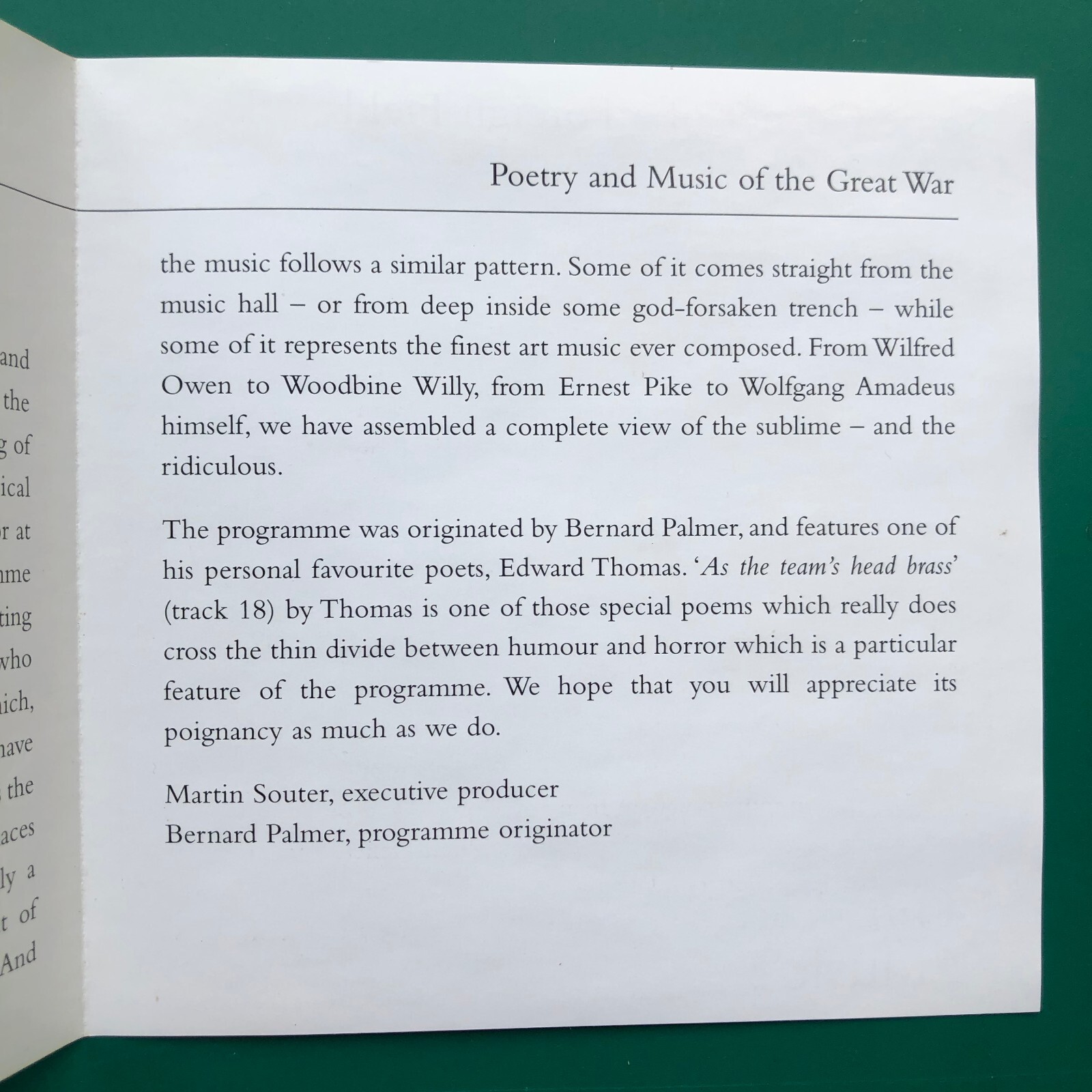 SOME CORNER OF A FOREIGN FIELD Poetry, Music Of The Great War CD Margaret Howard