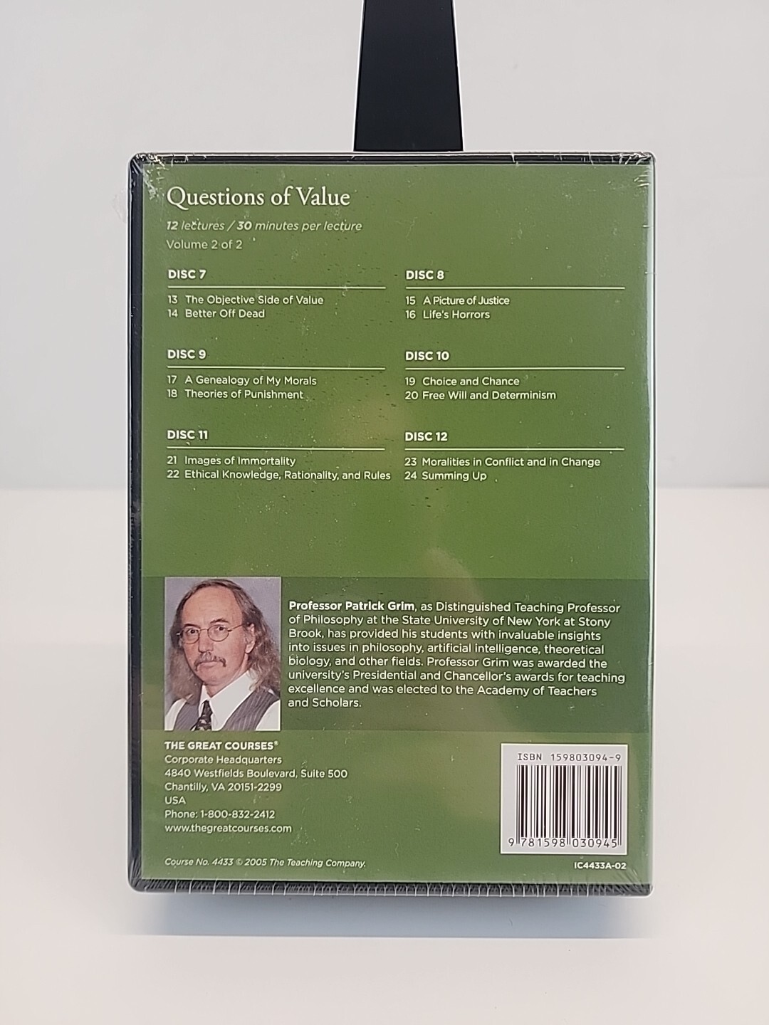 THE GREAT COURSES — QUESTIONS OF VALUE by PROF. PATRICK GRIM (CD) W/BOOK — NEW