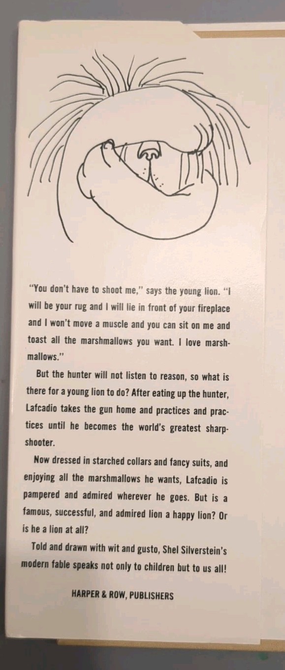 Lafcadio, the Lion Who Shot Back by Shel Silverstein 1963, Hardcover, B290