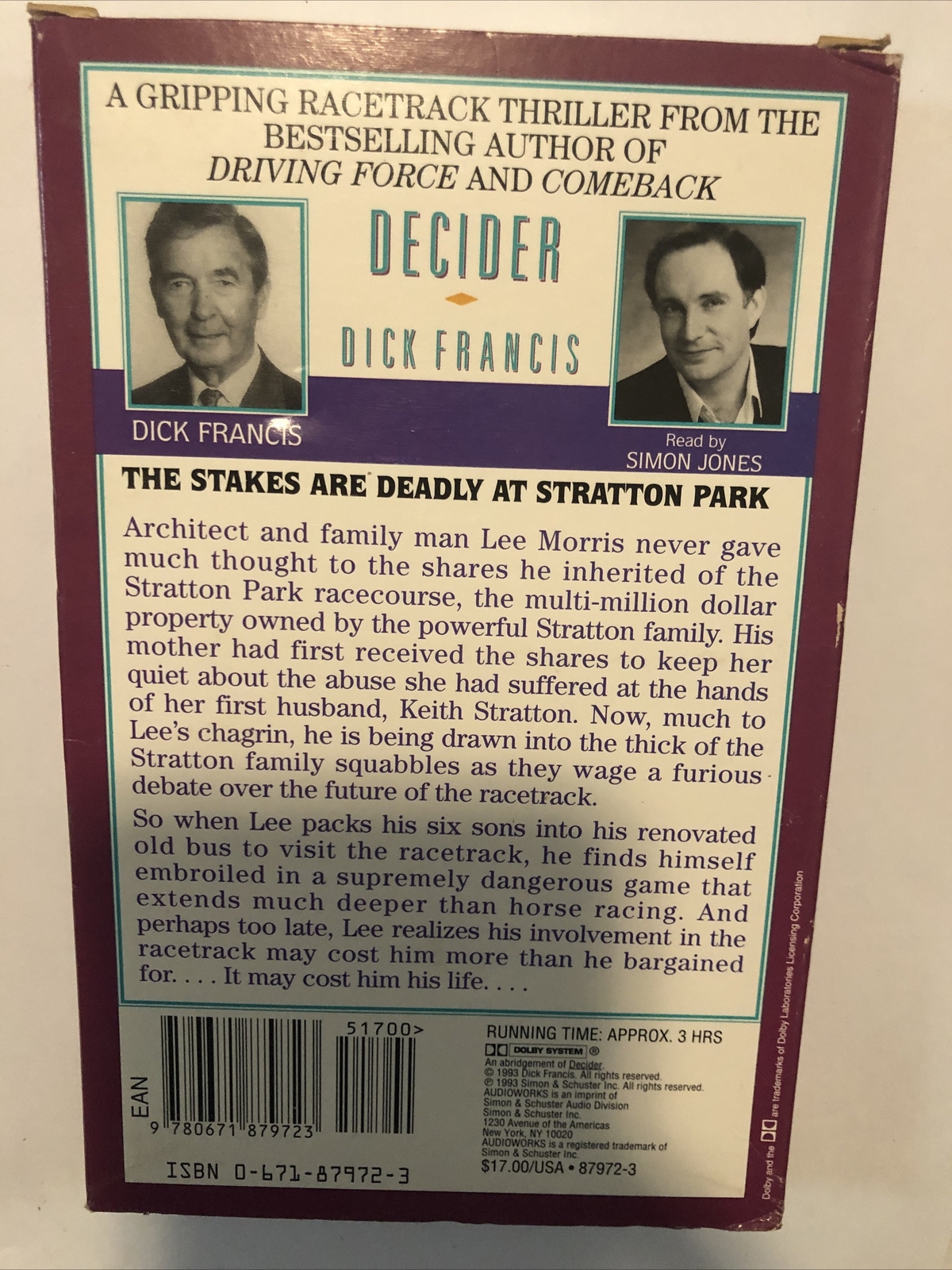 Decider by Dick Francis (1993, Audio Cassette, Abridged edition)