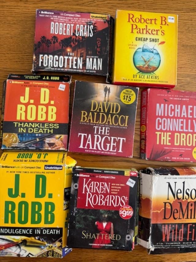 AUDIOBOOKS ON CD-JD ROBB, MICHEAL CONNELLY, BALDACCI AND MANY MORE