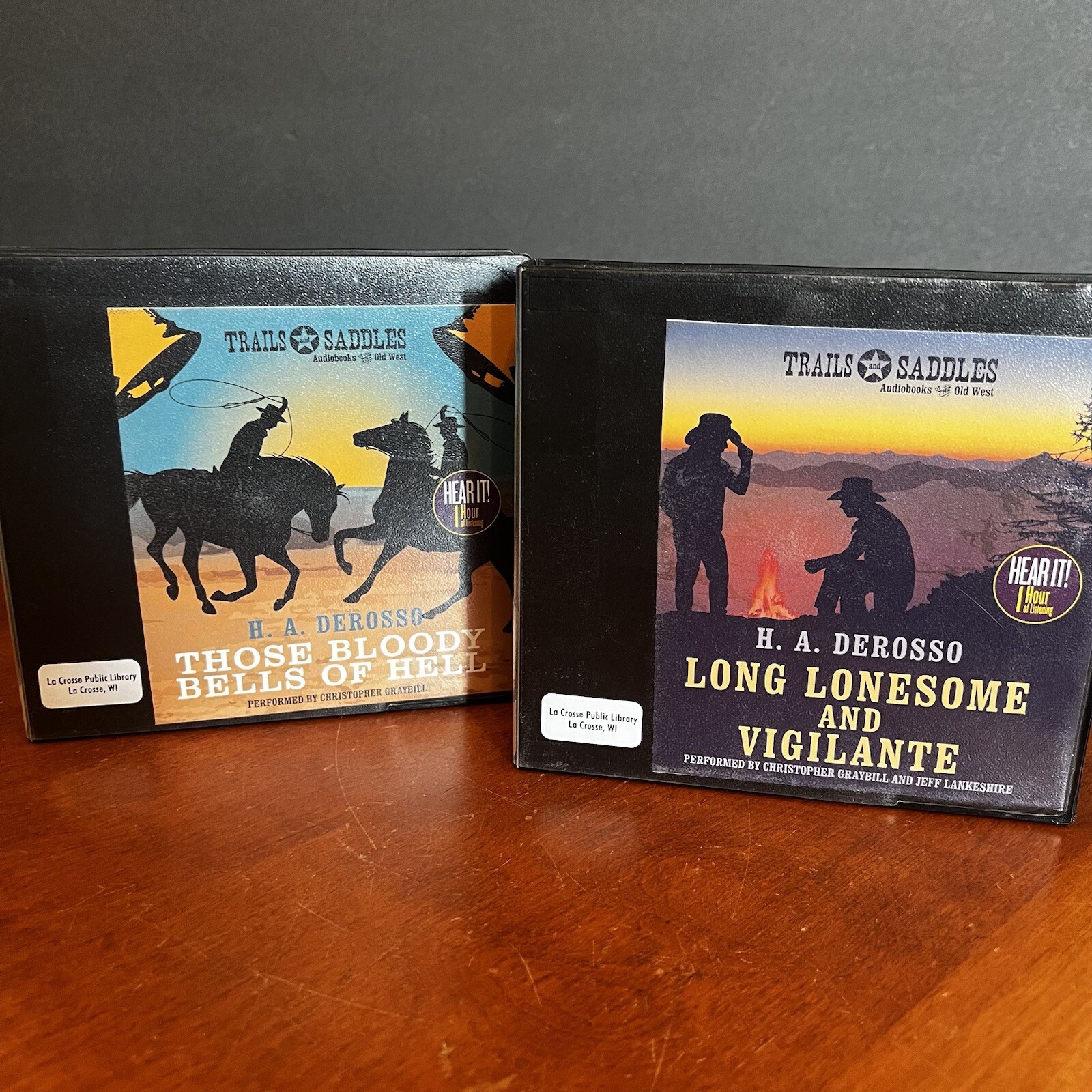 Lot: 2 H. A. Derosso Audio Book CD Set Trails and Saddles Old West Western Bells