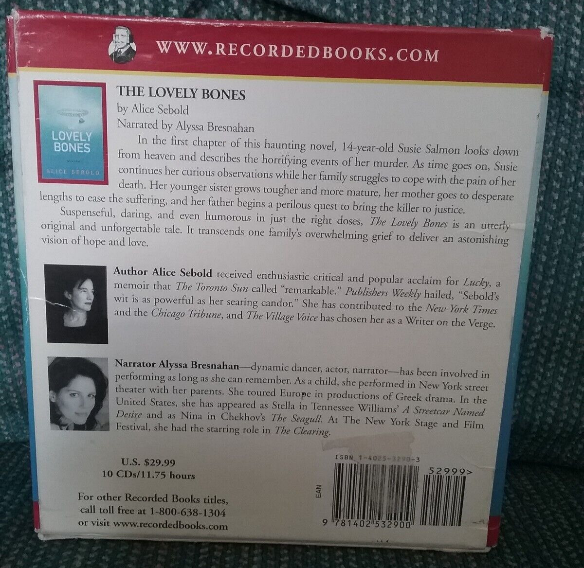 THE LOVELY BONES BY ALICE SEBOLD (2002, audiobook, Unabridged edition)