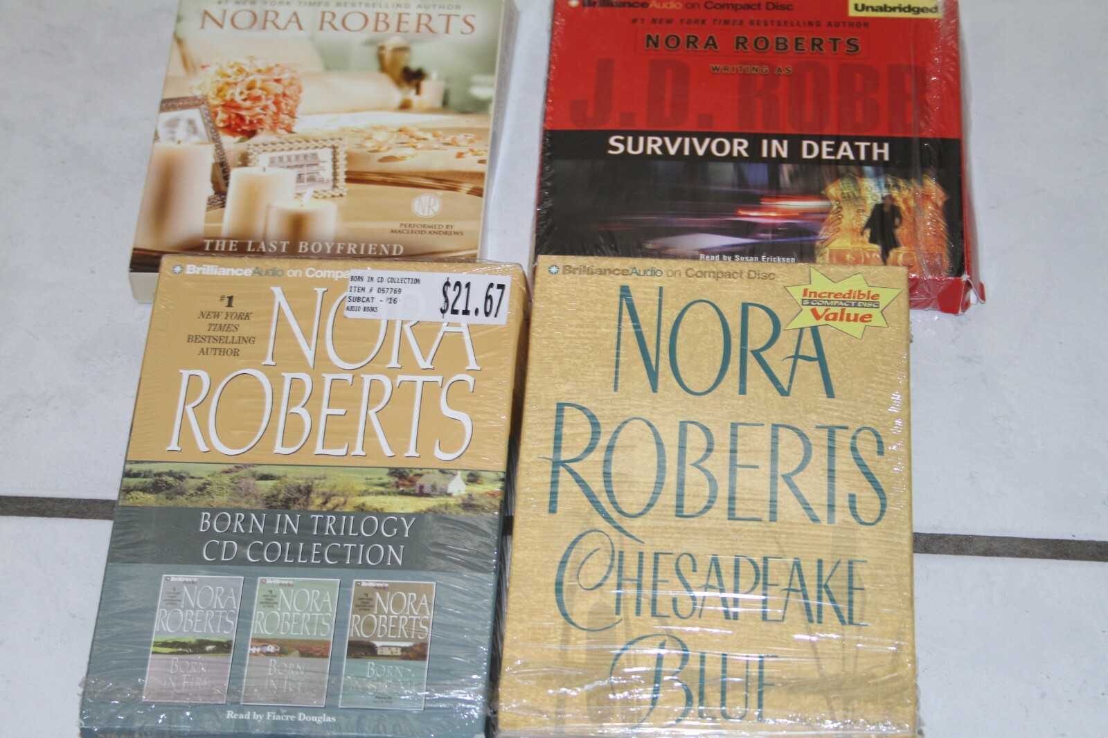 Lot of 4 Nora Roberts Audio Books Disk Lot of 4 Chesapeake Blue Born in Trilogy