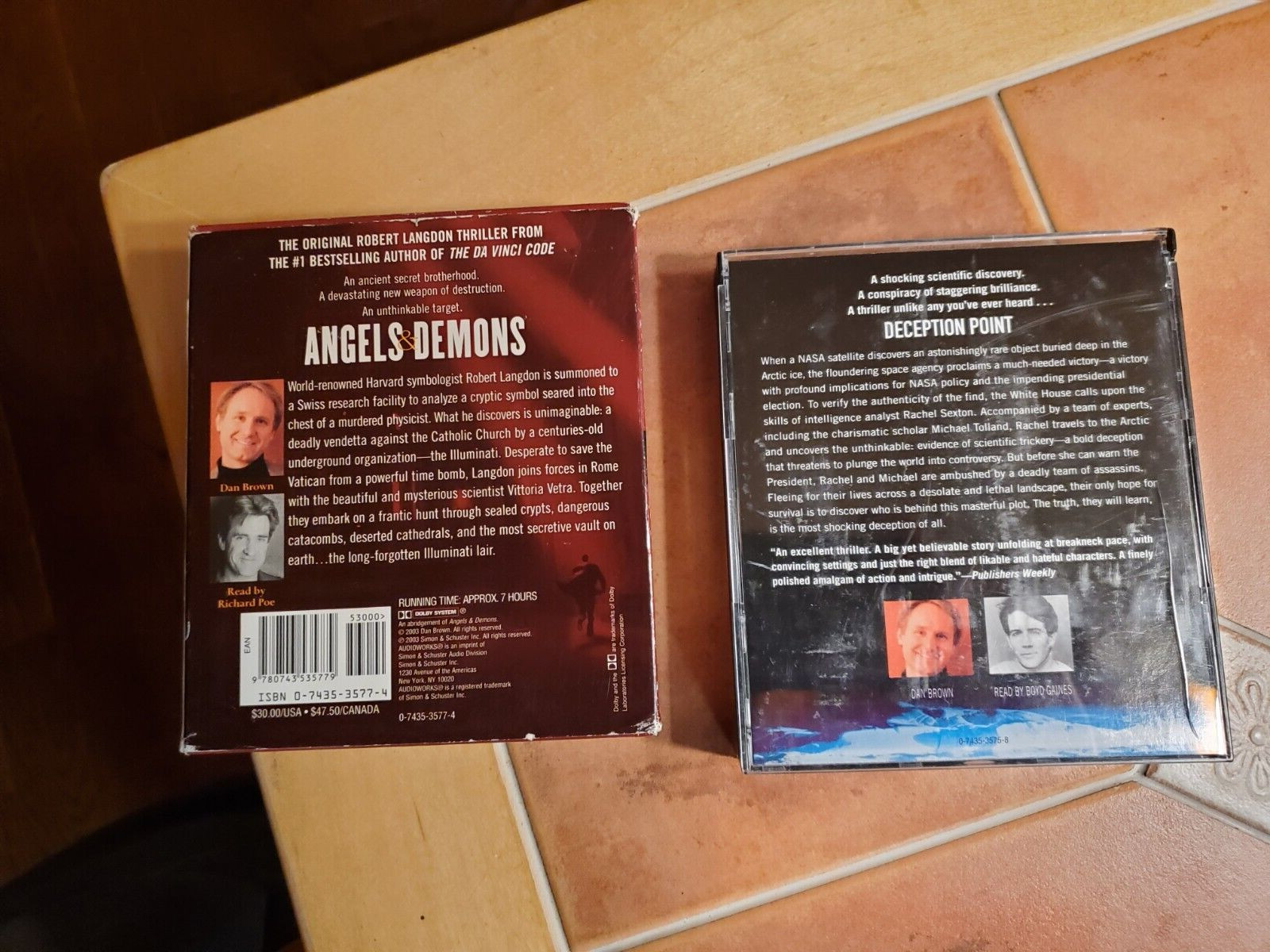 2 Audio CD Books novels by Dan Brown ‘Deception Point’, ‘Angels & Demons’