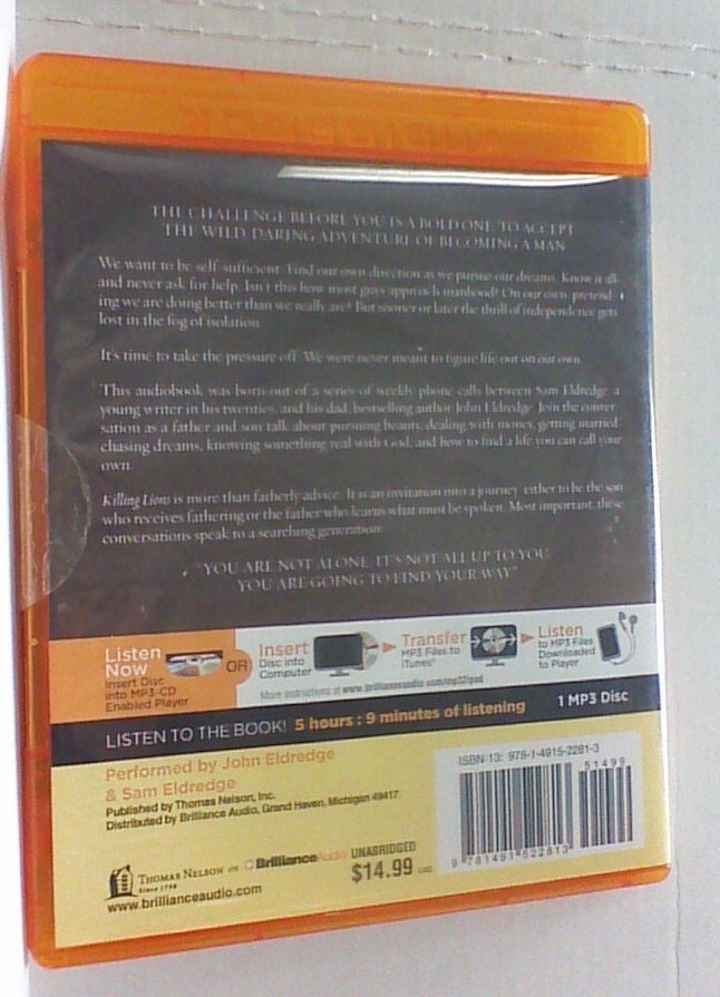 NEW *Sealed* AUDIO BOOK MP3 KILLING LIONS John Eldridge Christian