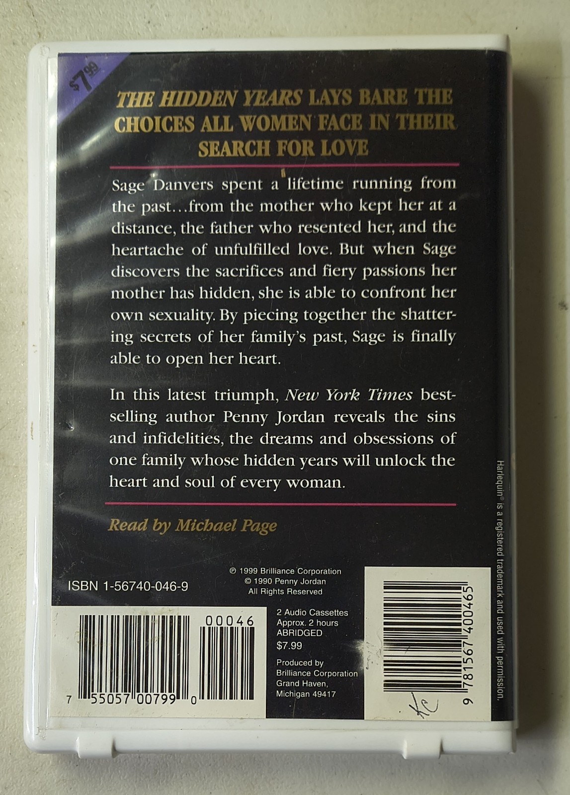 Harlequin Romance Ser.: The Hidden Years by Penny Jordan (1999, Audio Cassette)