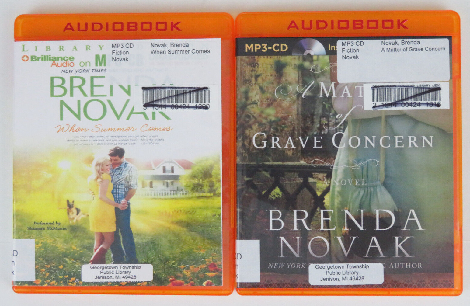 2 BRENDA NOVAK Audiobooks on MP3 CD — GRAVE CONCERN — WHEN SUMMER COMES