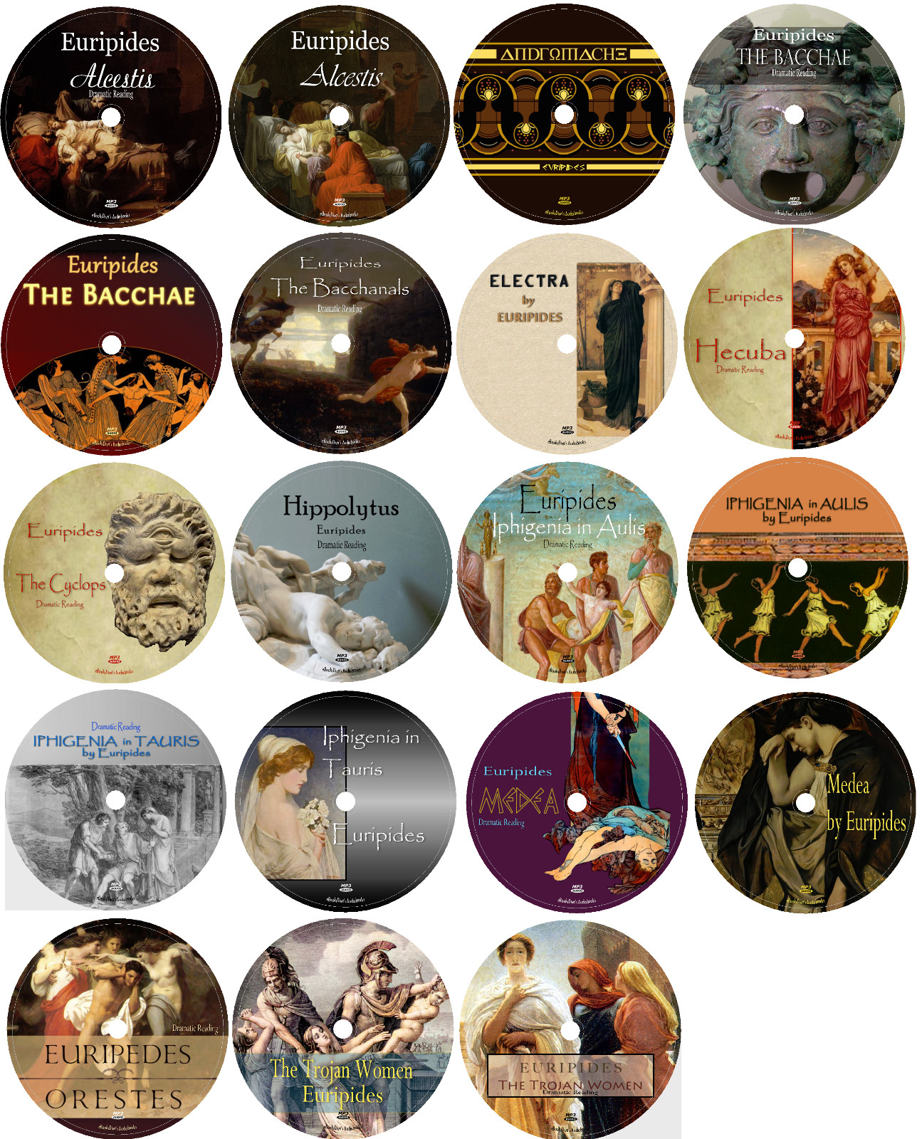 Euripides 19 Ancient Greek Tragedies Audiobooks in 19 MP3 Audio CDs