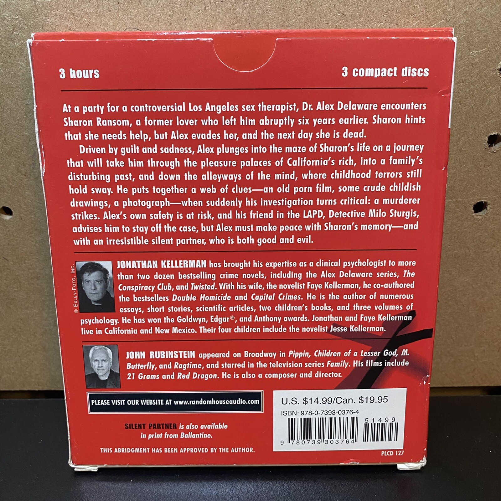 Silent Partner (Jonathan Kellerman) — Abridged Audiobook — 3 Compact Discs