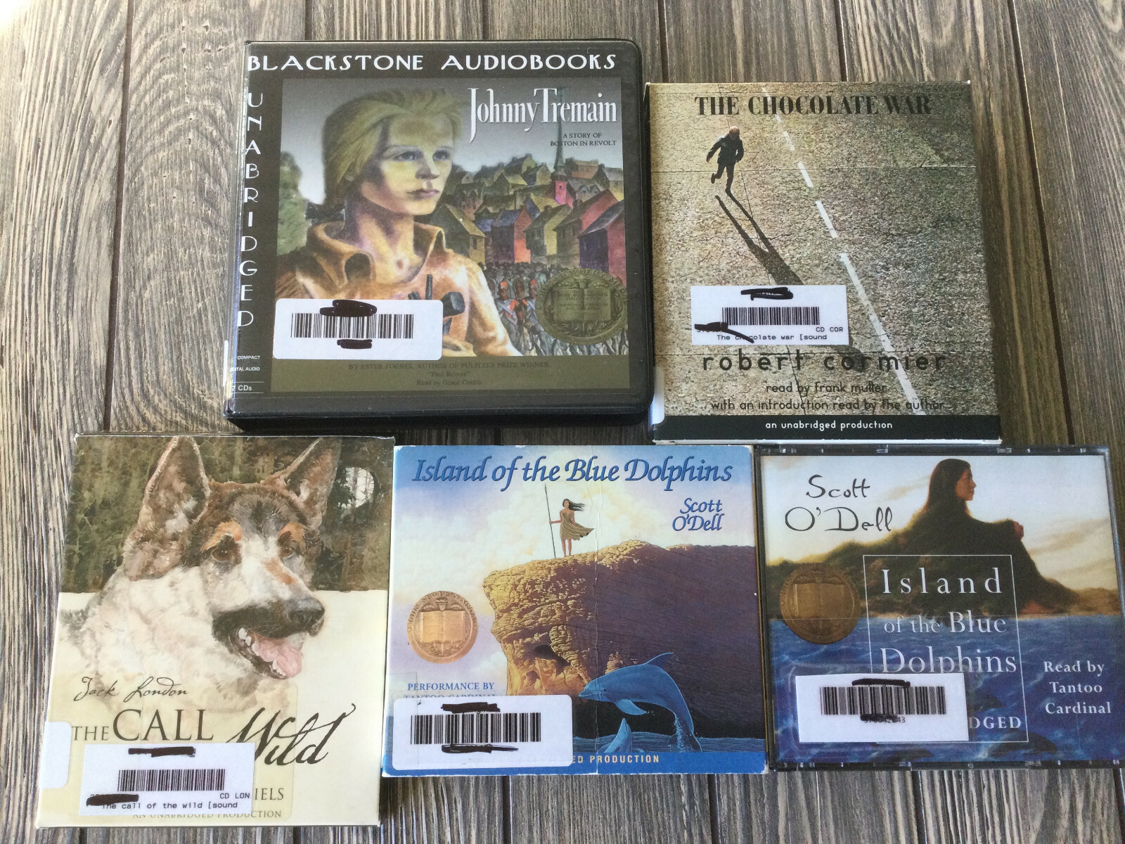 Scott O’Dell, Jack London, Robert Cormier, Ester Forbes 5 Audio CD Book Lot