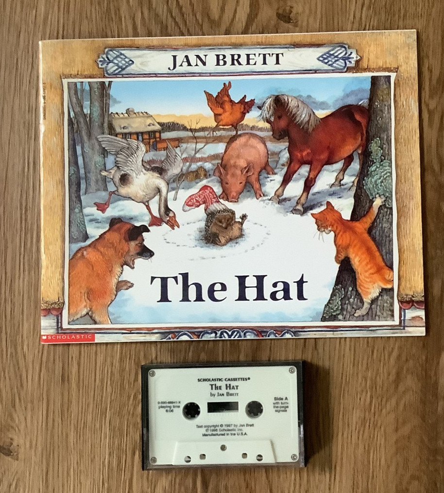 Vintage Scholastic Cassette & Book Set The Hat by Jan Brett 1997 read-along
