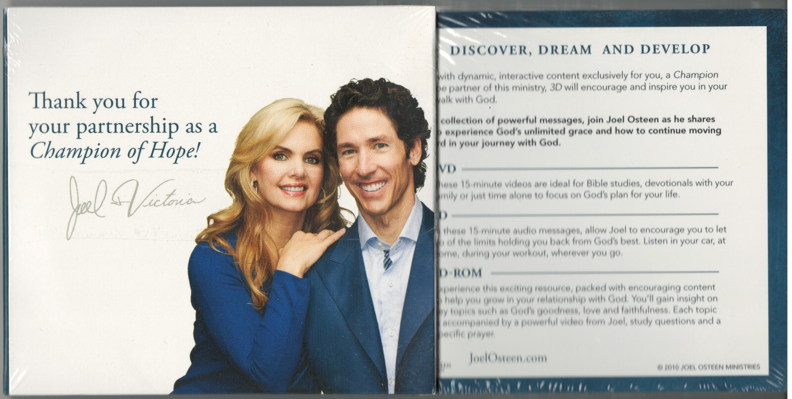 Champion Of Hope — Joel Osteen 3D Set & Partner Resource CD/DVD/CD-ROM Brand new