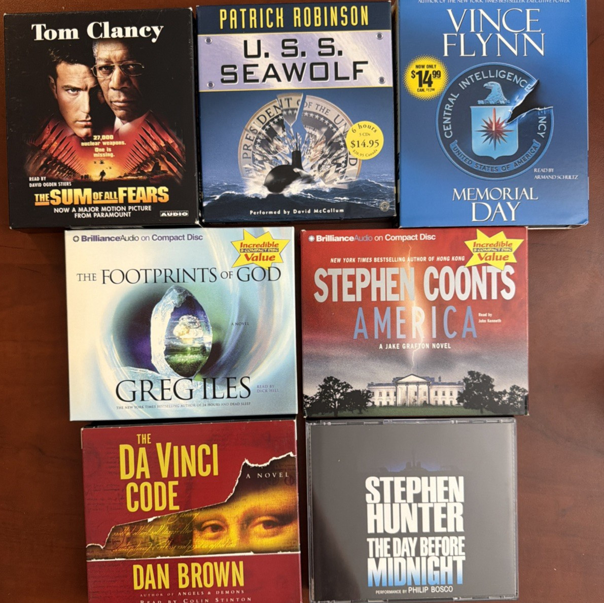7 Audiobook CD Lot Tom Clancy Vince Flynn Dan Brown Thriller Suspense